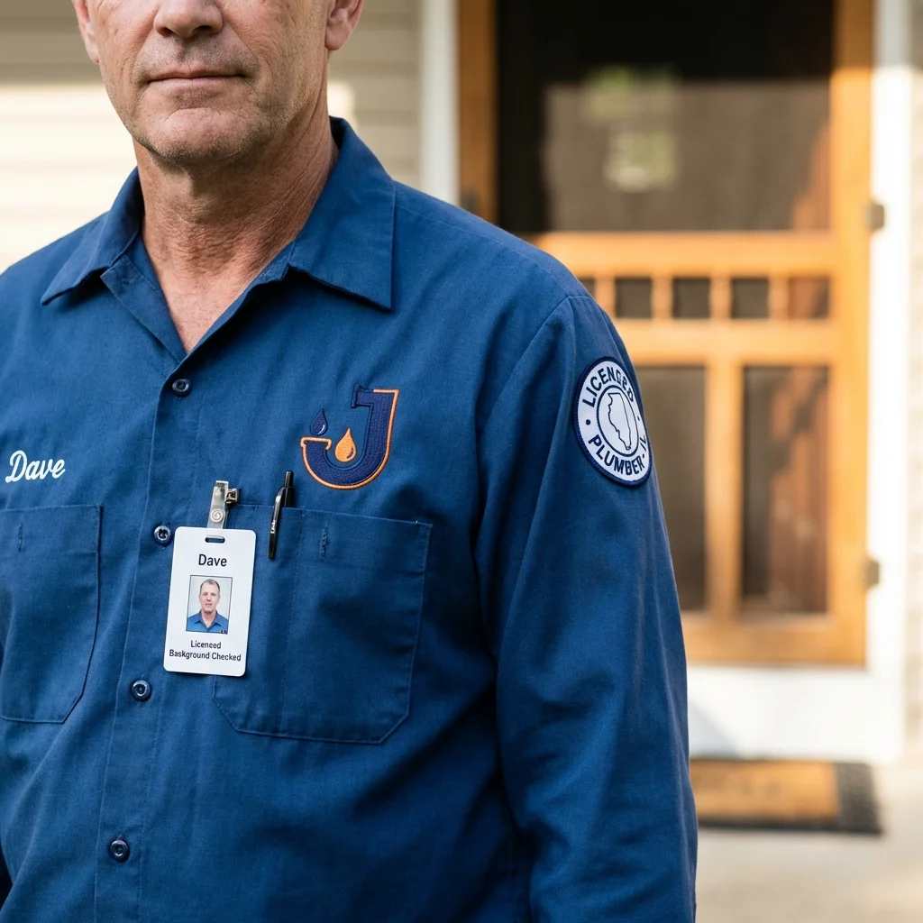 Licensed plumber showing ID badge in Seal Beach, CA