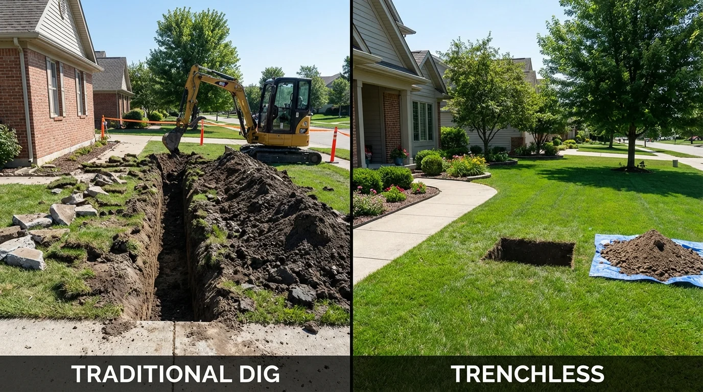 Trenchless sewer repair with minimal yard damage versus traditional excavation in Seal Beach, CA
